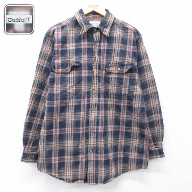 【20%OFF】カーハート 長袖フランネルシャツ ネイビーチェック XL | 古着