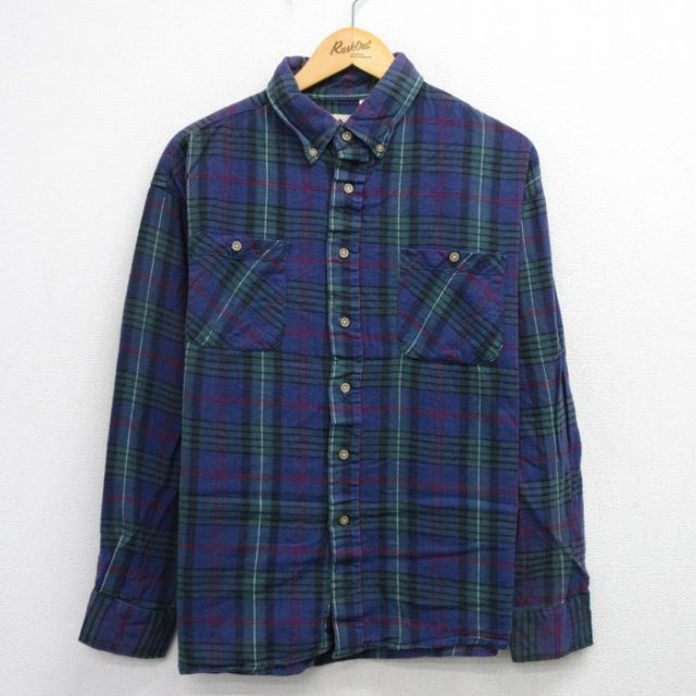 ネイビーチェック フランネルシャツ XL | 古着