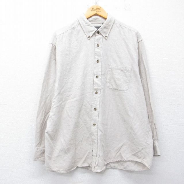 90s 長袖フランネルシャツ ベージュ メンズXL相当 | 古着