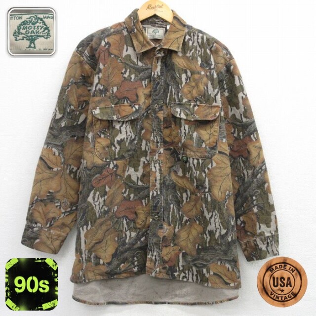 【20%OFF】モッシーオーク 90s 長袖フランネルシャツ 迷彩 ブラウン メンズXL相当 | 古着