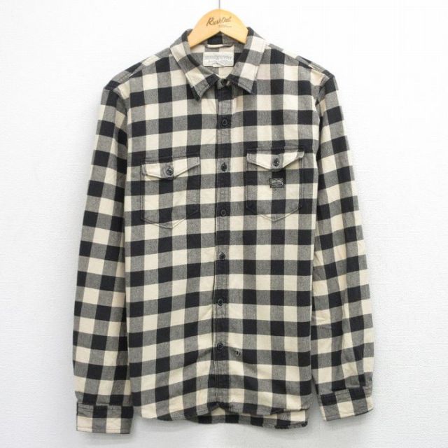 ラルフローレン 長袖フランネルシャツ ワンポイントロゴ ブラックチェック L | 古着