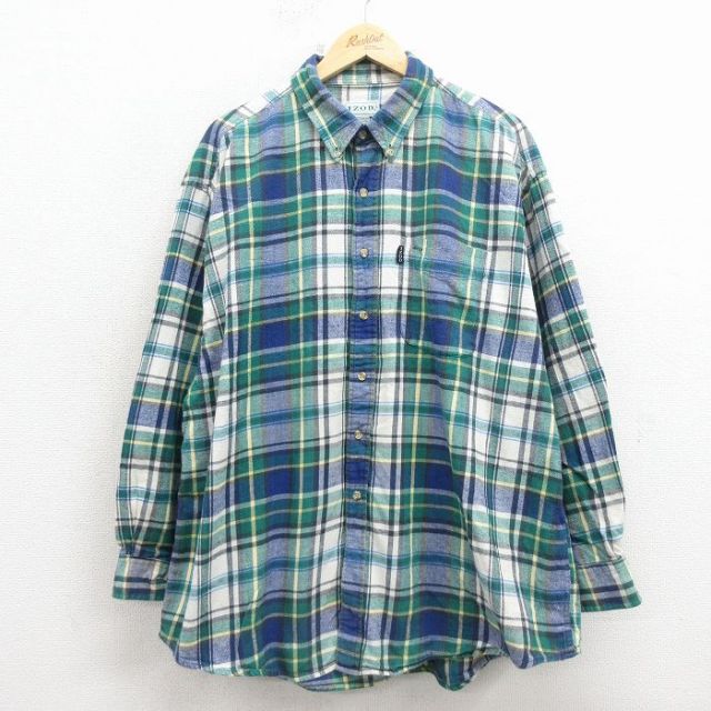 IZOD 90s 長袖フランネルシャツ チェック グリーン メンズXL相当 | 古着