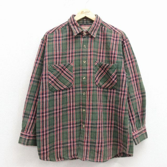 ビッグマック 00s 長袖フランネルシャツ チェック グリーン メンズXL相当 | 古着
