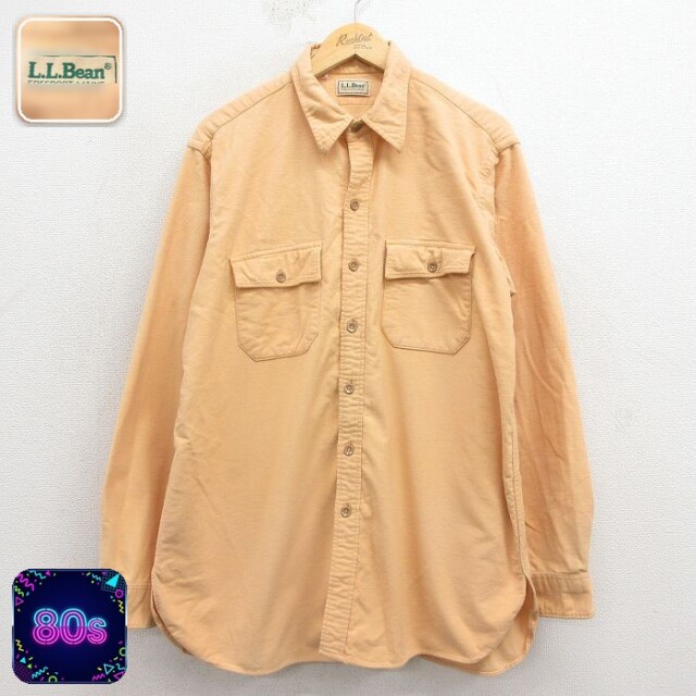 【20%OFF】エルエルビーン 80s 長袖フランネルシャツ ベージュ メンズXL相当 | 古着