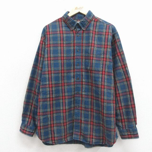エルエルビーン 00s 長袖フランネルシャツ チェック ネイビー メンズXL相当 | 古着