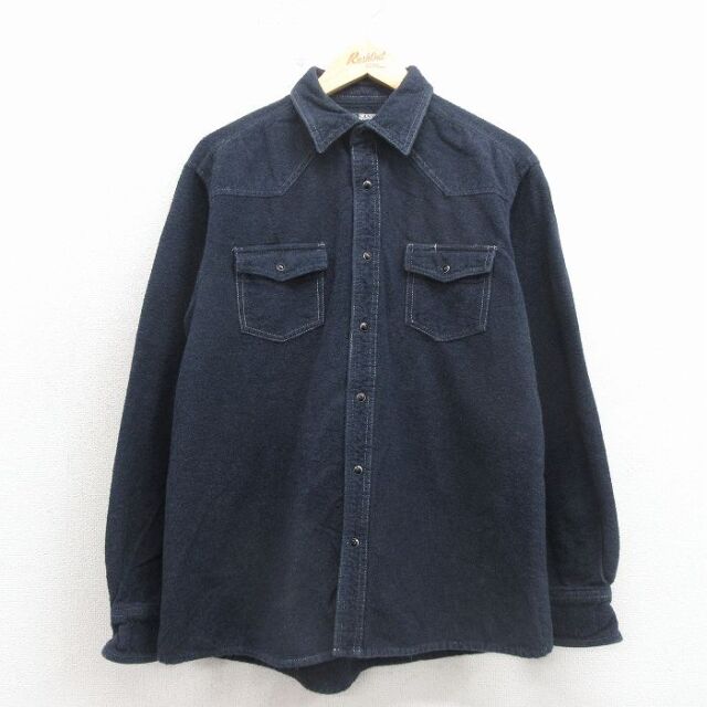 ウエスタンフランネルシャツ ネイビー メンズL相当 | 古着