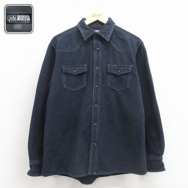 【20%OFF】ウエスタンフランネルシャツ ネイビー メンズL相当 | 古着