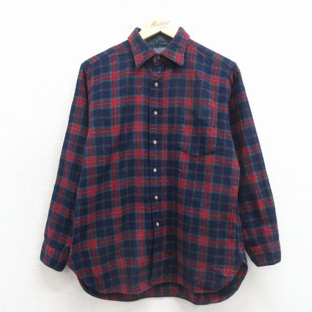 ペンドルトン 80s 長袖シャツ ネイビーチェック メンズL相当 | 古着