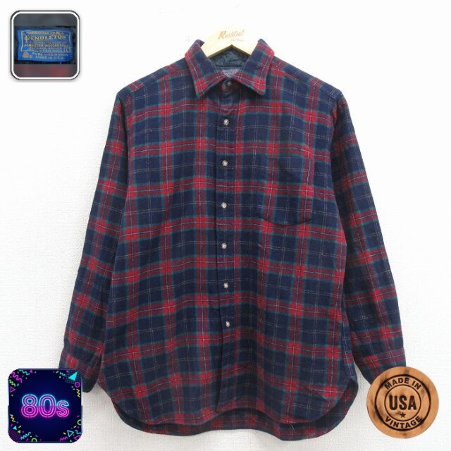 【20%OFF】ペンドルトン 80s 長袖シャツ ネイビーチェック メンズL相当 | 古着
