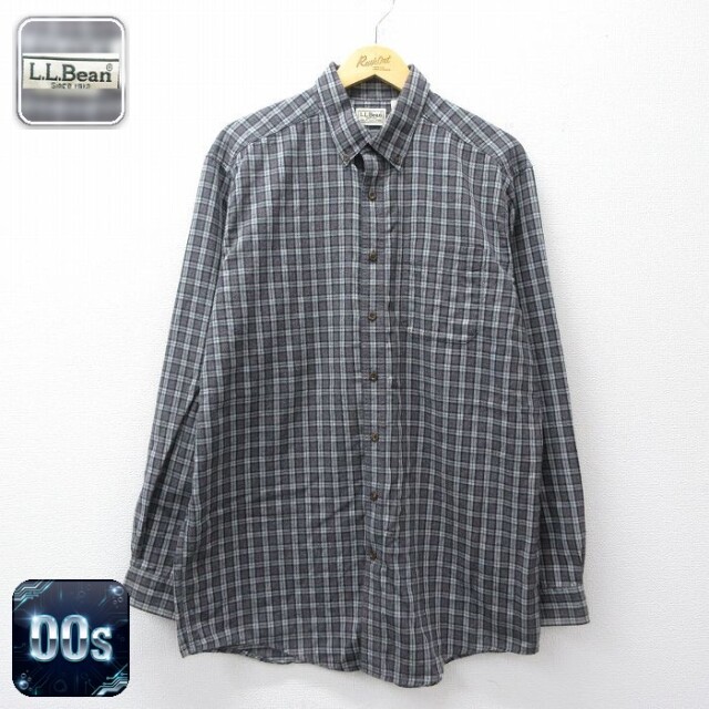 【20%OFF】エルエルビーン 00s 長袖フランネルシャツ グレーチェック メンズXL相当 | 古着