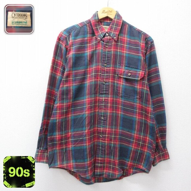 【20%OFF】ロンドンフォグ 90s 長袖フランネルシャツ レッドチェック メンズL相当 | 古着