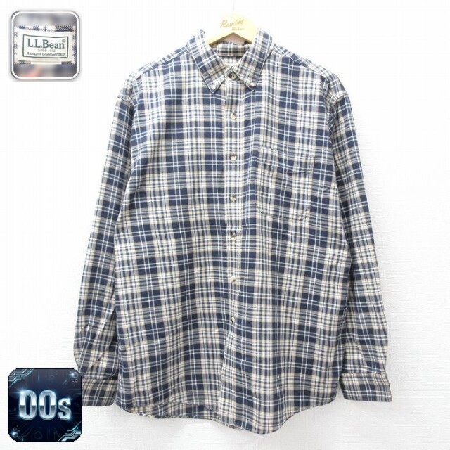 【20%OFF】エルエルビーン 00s 長袖フランネルシャツ ネイビーチェック メンズXL相当 | 古着