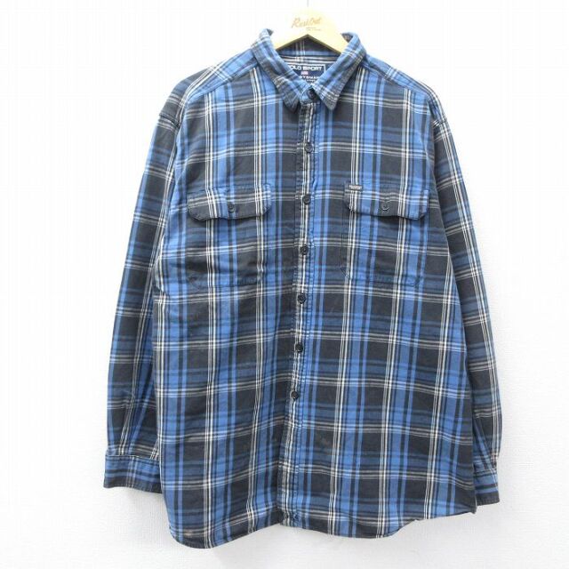 ラルフローレン ポロスポーツ 長袖フランネルシャツ ネイビーチェック XL | 古着