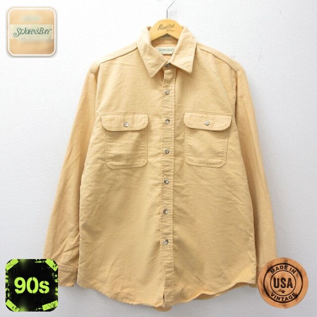 【20%OFF】セントジョンズベイ 90s 長袖フランネルシャツ シャモアクロス イエロー メンズL相当 | 古着