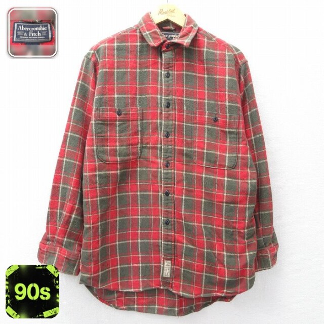 【20%OFF】アバクロンビー 90s 長袖フランネルシャツ レッドチェック メンズL相当 | 古着