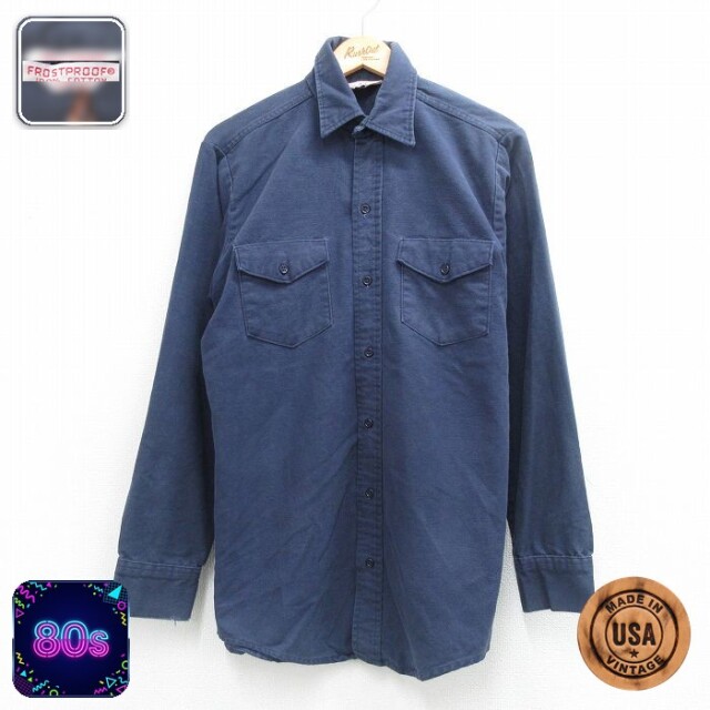 【20%OFF】FROSTPROOF 80s 長袖フランネルシャツ ヘビー ネイビー メンズL相当 | 古着