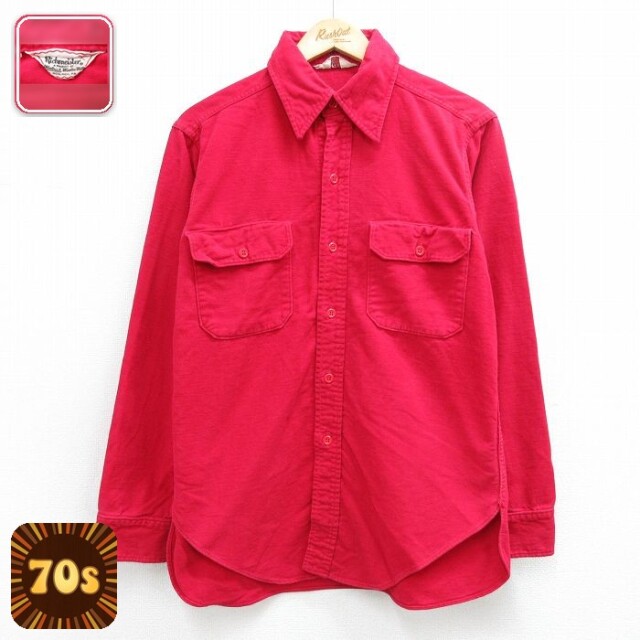 【20%OFF】ウールリッチ 70s 長袖フランネルシャツ ヘビー レッド メンズL相当 | 古着