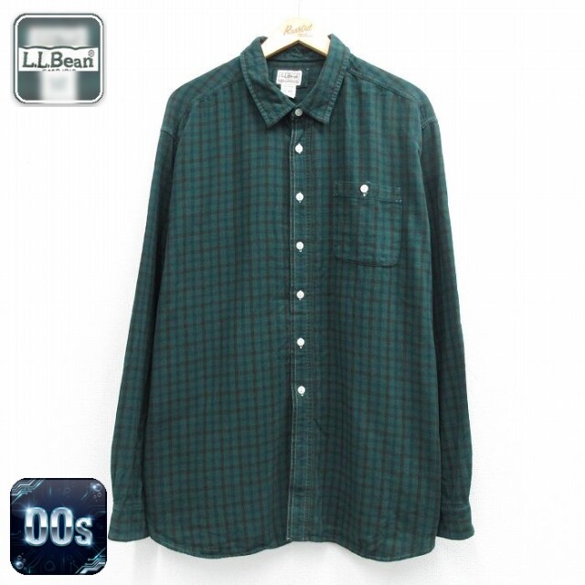 【20%OFF】エルエルビーン 00s 長袖フランネルシャツ チェック グリーン メンズXL相当 | 古着