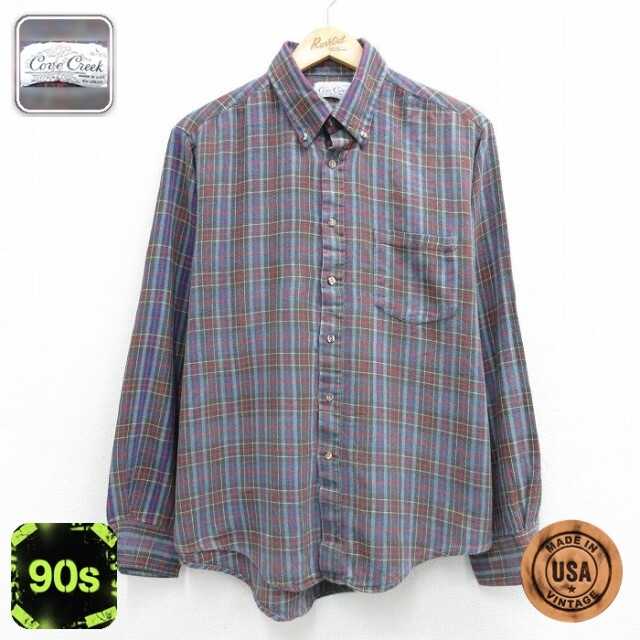 【20%OFF】90s 長袖シャツ チェック グレー メンズL相当 | 古着