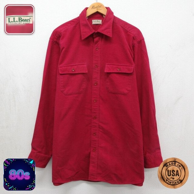 【20%OFF】エルエルビーン 80s 長袖フランネルシャツ シャモアクロス バーガンディ メンズXL相当 | 古着