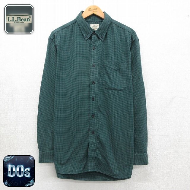 【20%OFF】エルエルビーン 00s 長袖シャツ 千鳥格子 グリーン メンズXL相当 | 古着