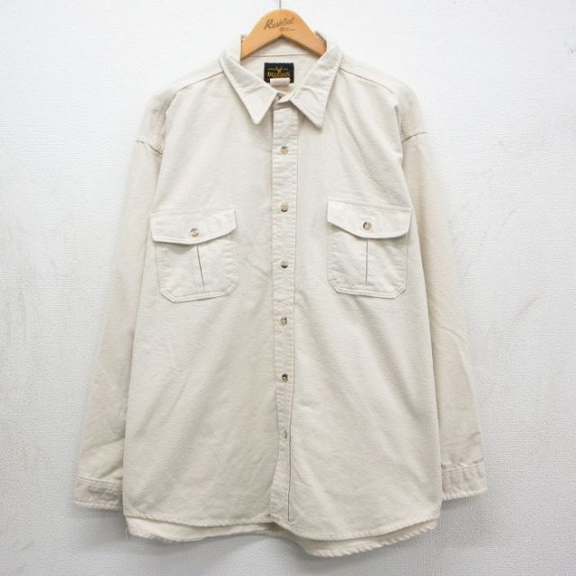 ヘビー 90s 長袖フランネルシャツ ベージュ メンズXL相当 | 古着