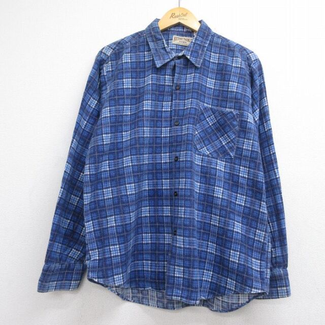 フランネル 90s 長袖シャツ ブルーチェック メンズL相当 | 古着