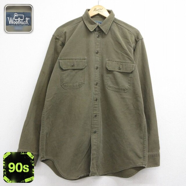 ウールリッチ 90s 長袖フランネルシャツ カーキ メンズXL相当 | 古着