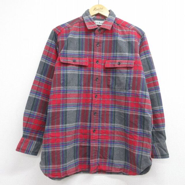 エルエルビーン 90s 長袖フランネルシャツ チェック レッド メンズL相当 | 古着
