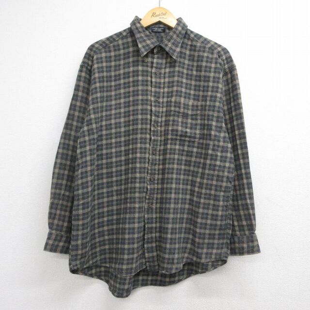 バンヒューセン 長袖フランネルシャツ ベージュチェック メンズXL相当 | 古着