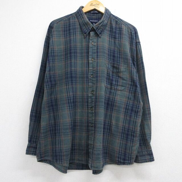バンヒューセン 長袖フランネルシャツ カーキチェック メンズXL相当 | 古着