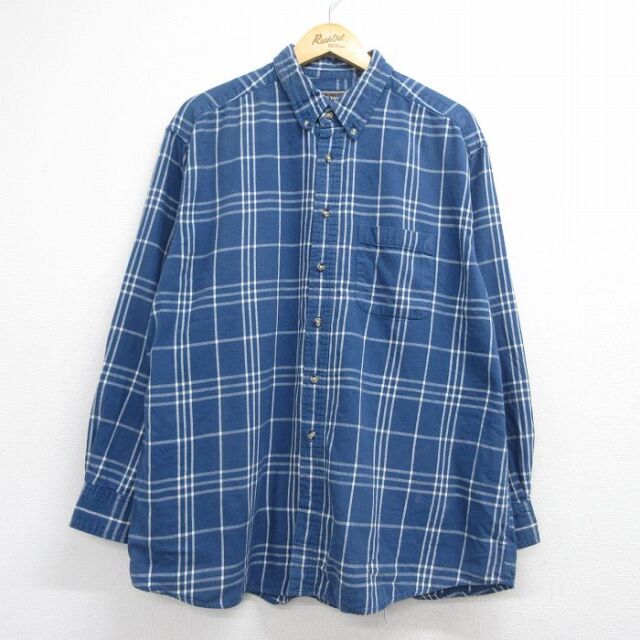 フランネル 90s 長袖シャツ ブルーチェック メンズXL相当 | 古着