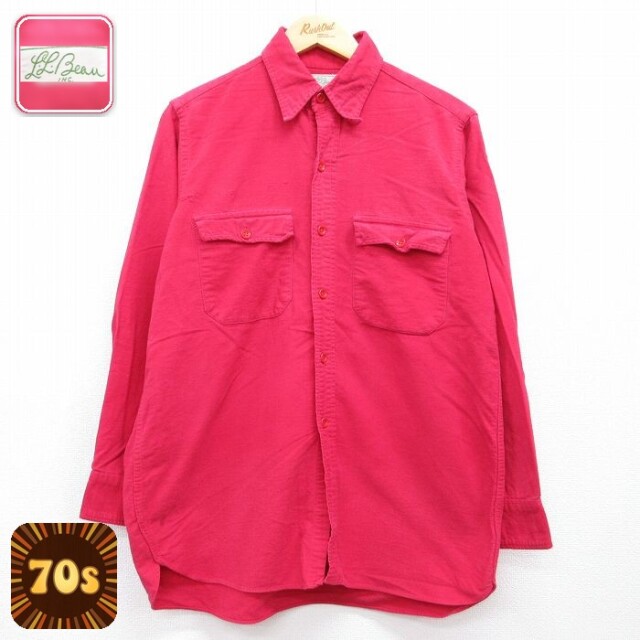 エルエルビーン 70s 長袖フランネルシャツ ヘビー レッド メンズL相当 | 古着