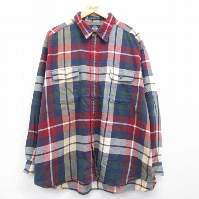 XL★古着 ドッカーズ 長袖 フランネル シャツ メンズ 00年代 00s 大きいサイズ コットン レッド チェック【spe】 26jul23