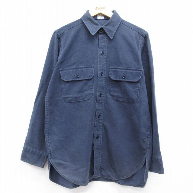 ウールリッチ 90s 長袖フランネルシャツ ヘビー ネイビー メンズM相当 | 古着
