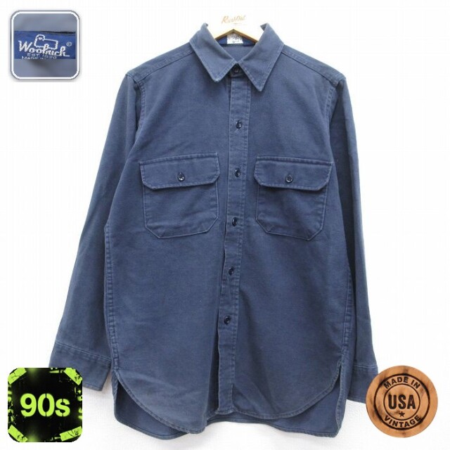 ウールリッチ 90s 長袖フランネルシャツ ヘビー ネイビー メンズM相当 | 古着