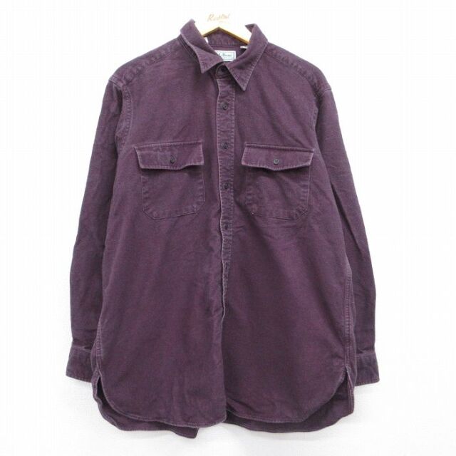 XL★古着 エルエルビーン 長袖 ヘビー フランネル シャツ メンズ 90年代 90s シャモアクロス コットン USA製 バーガンディ【spe】 26jul23