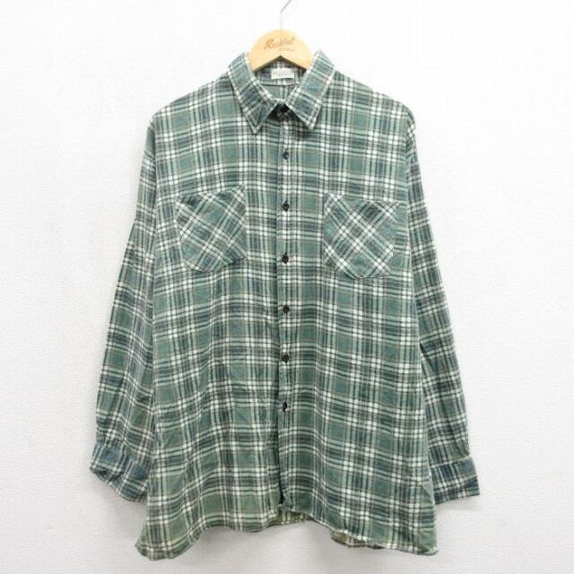 古着通販 XL☆古着 長袖 フランネル シャツ メンズ 00年代 00s 大きい