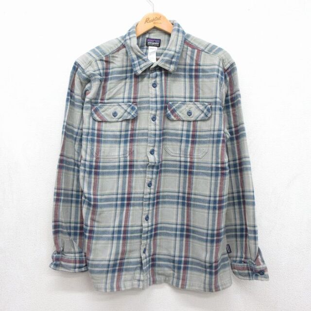 パタゴニア 長袖フランネルシャツ チェック グレー メンズL相当 | 古着