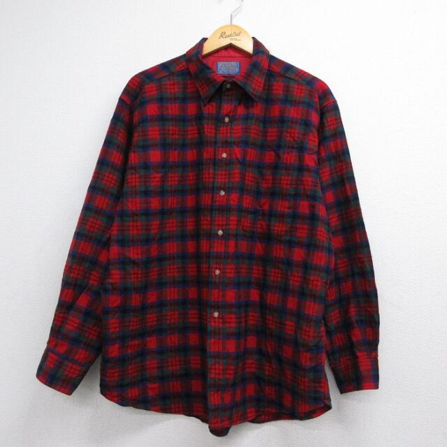 XL★古着 ペンドルトン 長袖 ウール シャツ メンズ 80年代 80s USA製 レッド チェック【spe】 26aug10