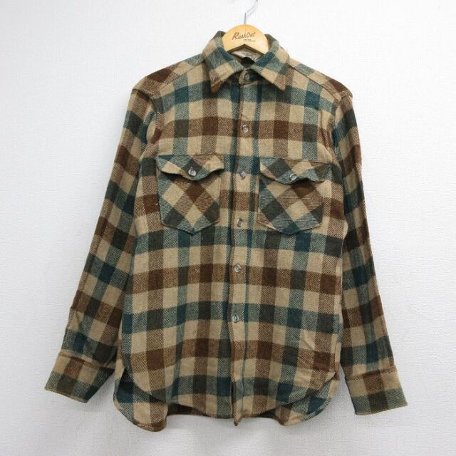 ウールリッチ 80s 長袖シャツ チェック ベージュ メンズM相当 | 古着
