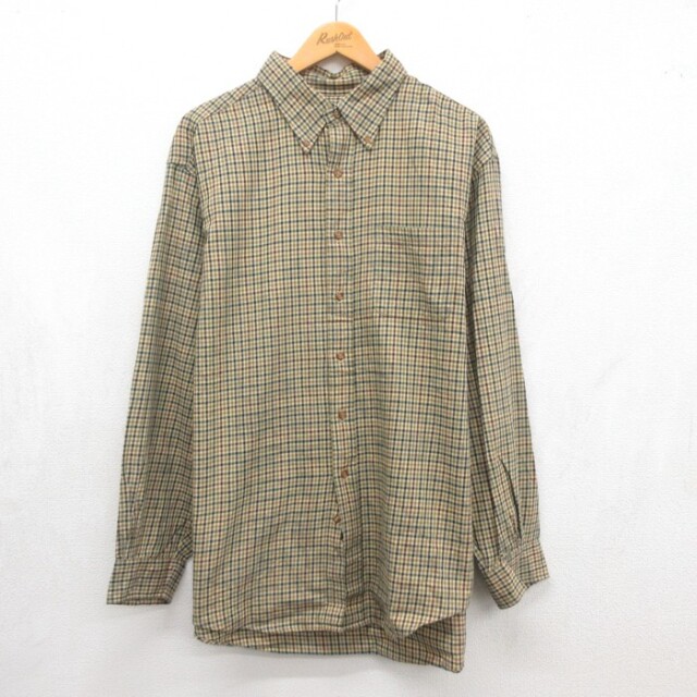 ブルックスブラザーズ 90s 長袖シャツ チェック ベージュ メンズXL相当 | 古着