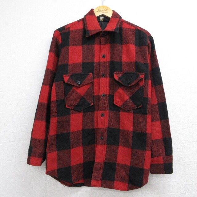 80s 長袖シャツ バッファロー レッド メンズM相当 | 古着