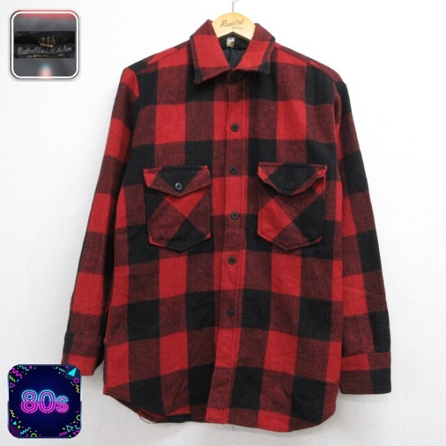 80s 長袖シャツ バッファロー レッド メンズM相当 | 古着