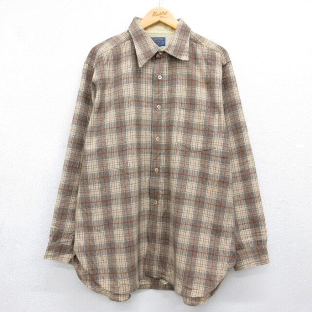 ペンドルトン 80s 長袖シャツ チェック ベージュ メンズXL相当 | 古着