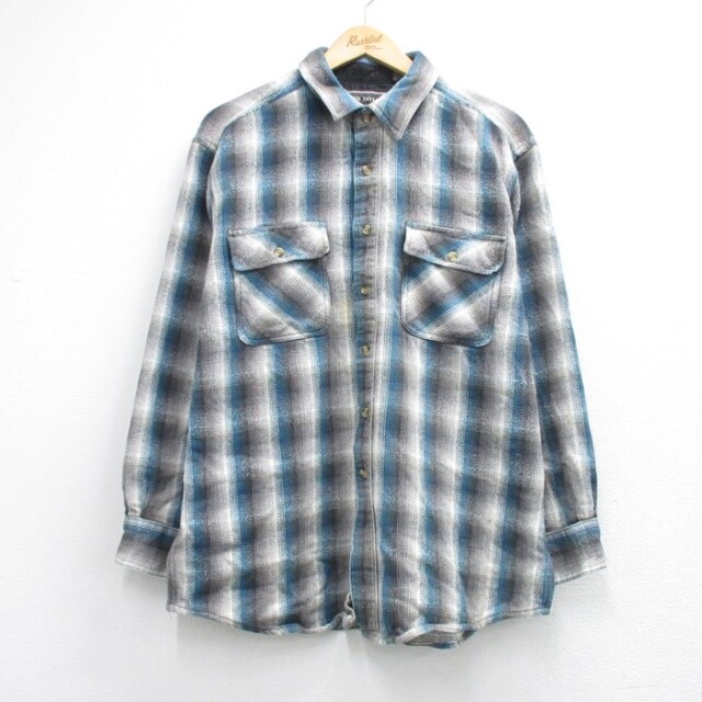DAVID TAYLOR 90s 長袖シャツ フランネル グレーチェック メンズXL相当 | 古着