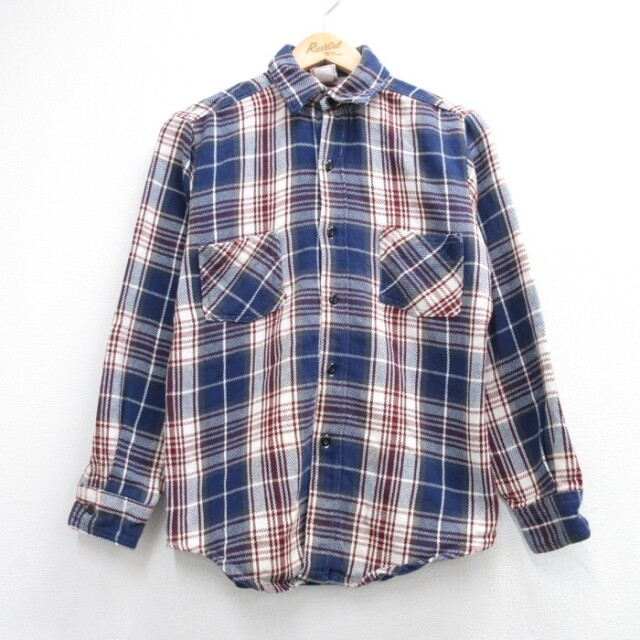 M★古着 ビッグマック 長袖 シャツ メンズ 70年代 70s フランネル フラップポケット コットン チェック【spe】 26aug27