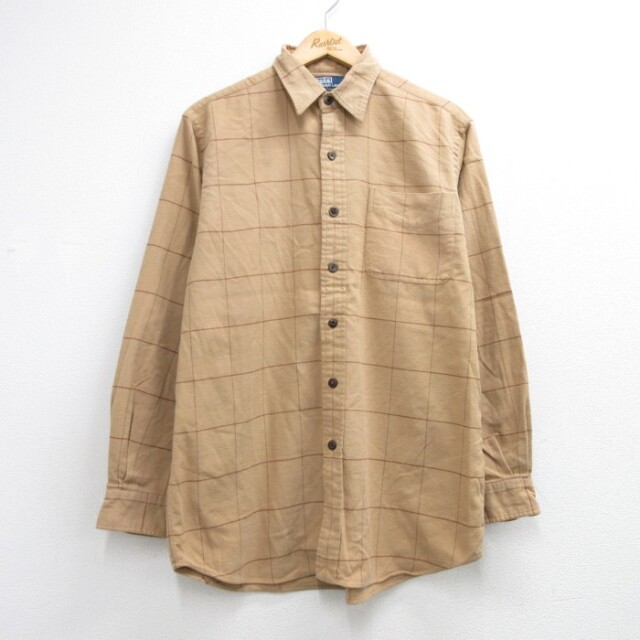 ラルフローレン 90s 長袖シャツ フランネル ベージュチェック メンズL相当 | 古着