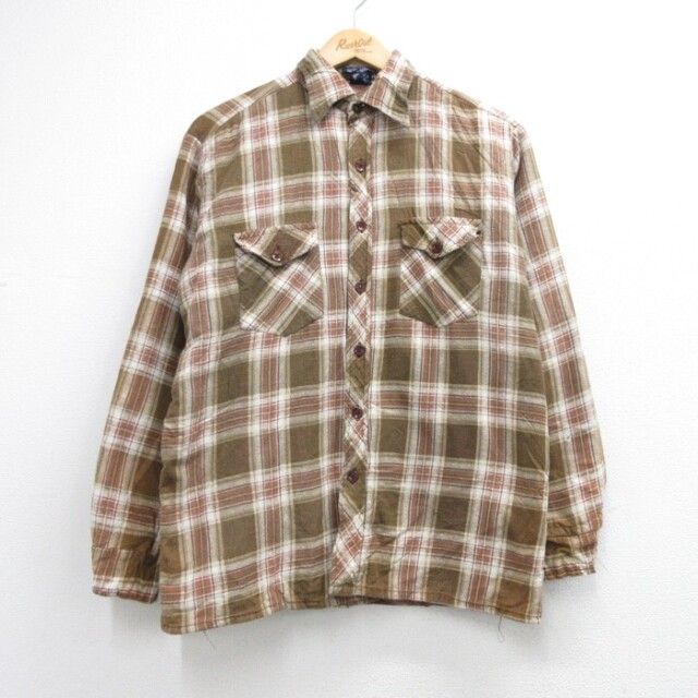 michael 80s 長袖シャツ フランネルチェック ブラウン メンズM相当 | 古着