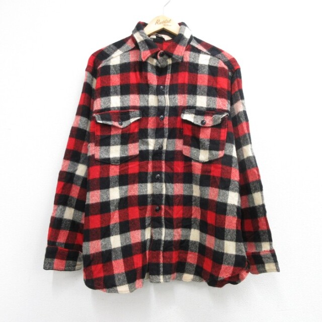 Woolrich 80s 長袖シャツ フラップポケット レッド メンズXL相当 | 古着